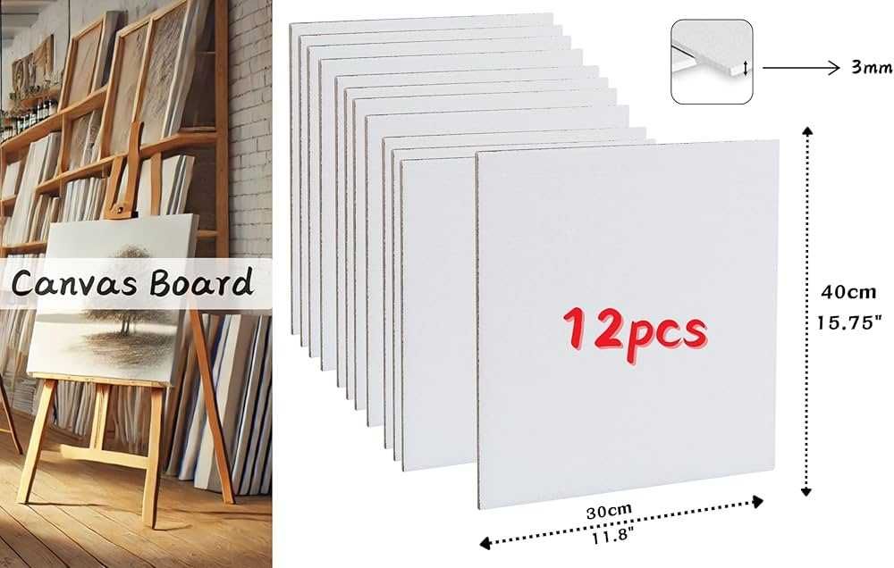 Zestaw 12 Paneli Malarskich EXERZ 30x40 cm – Bawełna, 280g/m²