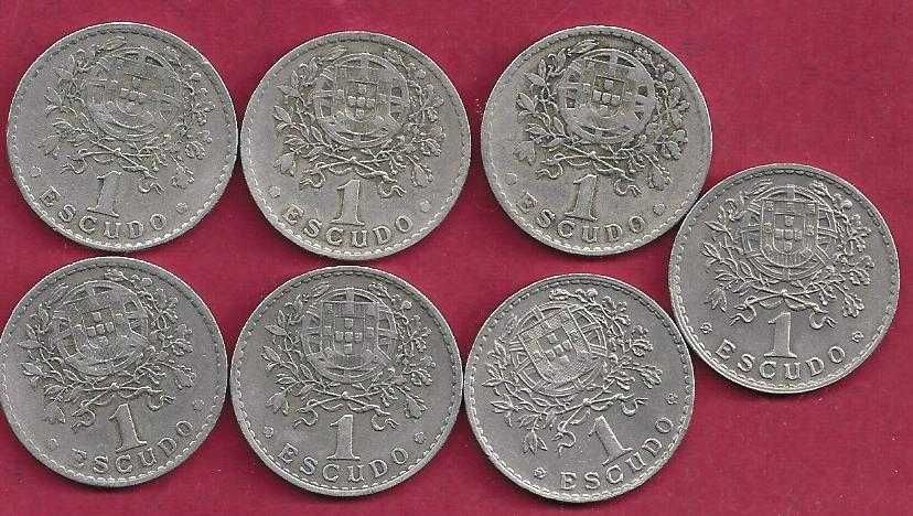 7 Moedas Primeiras datas de 1 escudo  Alpaca  em  muito bom Estado