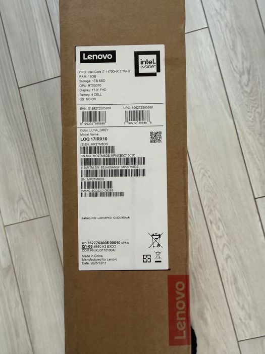 Ноутбук Lenovo LOQ 17IRX10 Gray/i7-14700HX/RTX5070/1TB/17,3/16GB