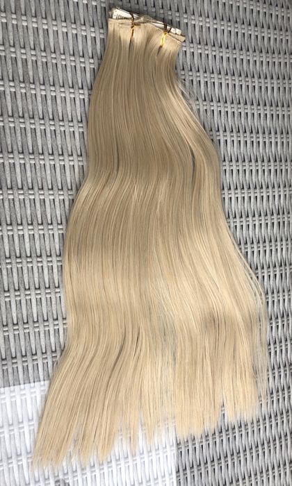 Premium Ultra włosy doczepiane, naturalny jasny blond, clip in 114.