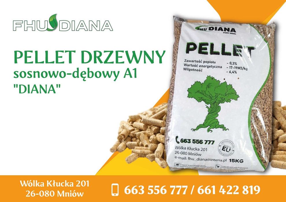 Pellet drzewny, SOSNOWO-DĘBOWY worki, A1, Super Jakość