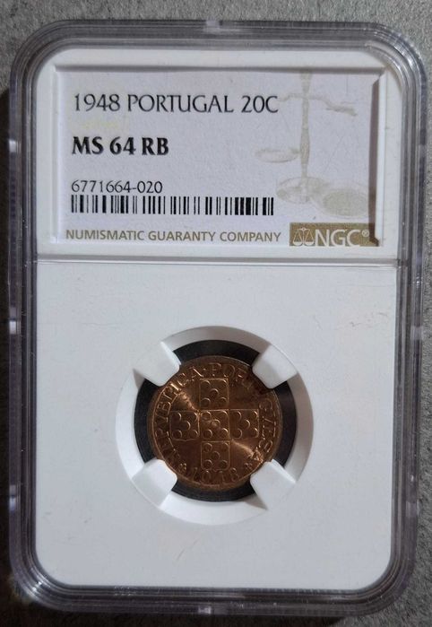 Portugal  1948 20 Centavos NGC 64 RB