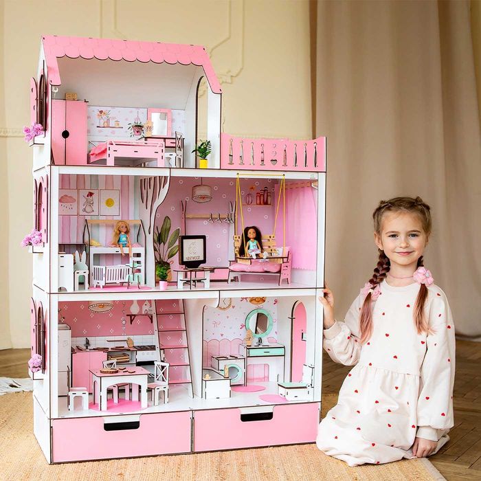 Великий ляльковий будинок ЛЮКС Барбі +ВІТАЛЬНЯ кукольный домик Барби