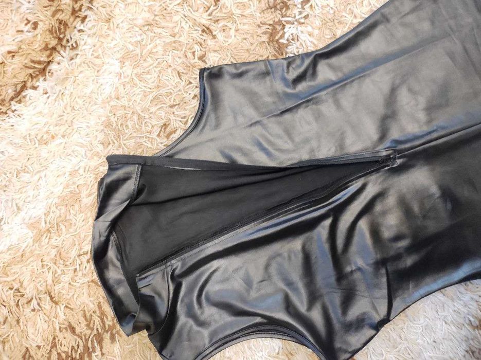 Комбінезон Леді-Кішка Шкіряний Лаковий Комбез кожа лак костюм Госпожа