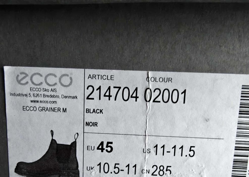ECCO Grainer męskie botki Chelsea skórzane czarne r. 45
