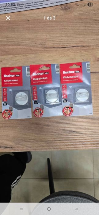 Ganchos Adesivos Fischer – Até 10kg – Sem Furar (Novos)