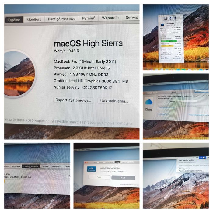  Apple MacBook Pro 13" A1278 i5 Mac OS SSD 256GB Stacja dokująca