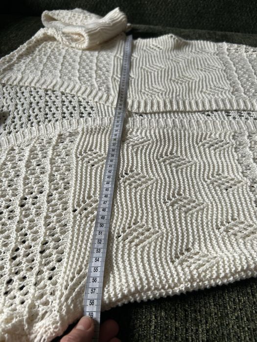 Kardigan damski 38 długi kremowy ażurowy Vila