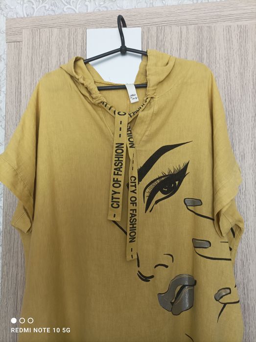 Продам плаття лен р.56 на об .гр.130 колір гірчиця