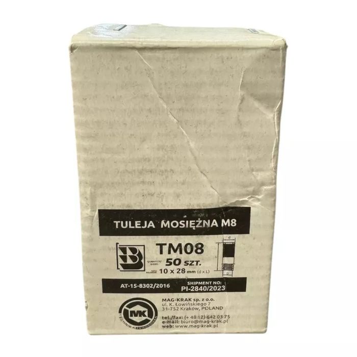 Tuleja mosiężna TM08 50 SZT