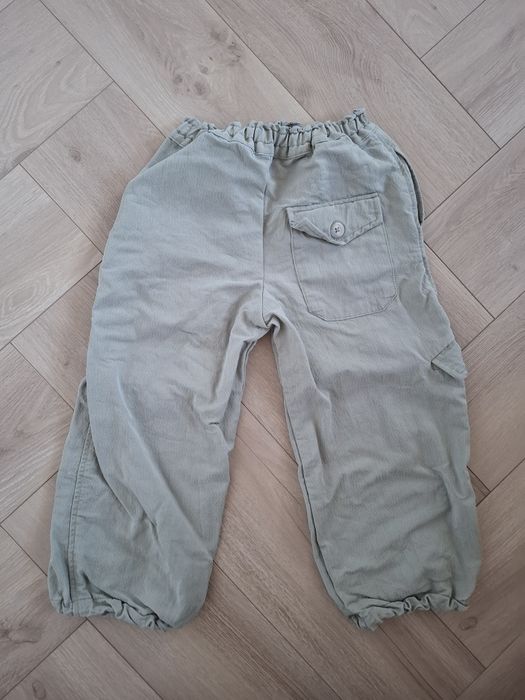 Zara 116 szerokie spodnie lyocell cargo  kieszenie bojówki
