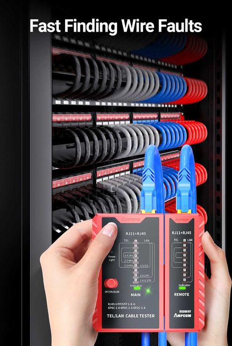 Тестер сетевого кабеля AMPCOM rj45 RJ11 Сеть LAN Ethernet RJ45
