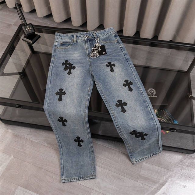 Джинси baggy Chrome Hearts / Джинсы с крестами Chrome Hearts / Джинси