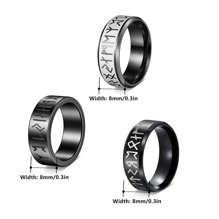 Conjunto de 3 Anéis de Runa Viking