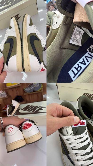Кросівки Nike Air Jordan 1 Low x  Travis Scott “Medium Olive” Cactus Jack Off White