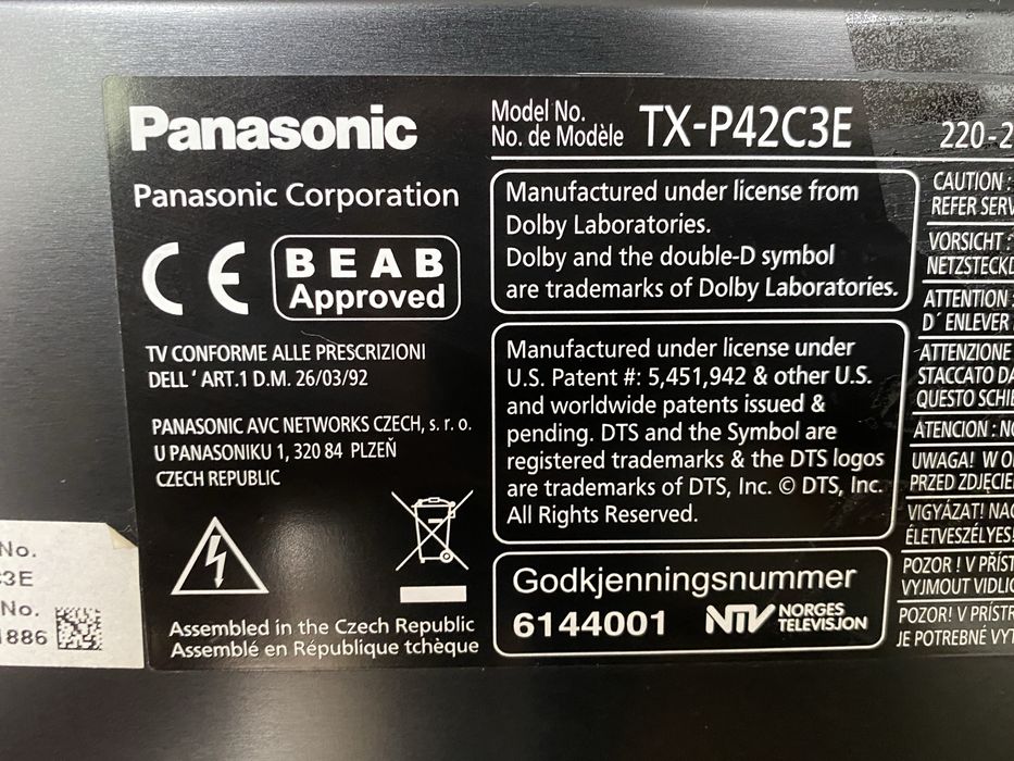 Telewizor Panasonic TX-42C3E 42 cale PLAZMA - OKAZJA!