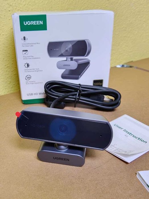 Webcam UGREEN Full HD 1080P USB Microfone Duplo Rotação 360° (Nova)