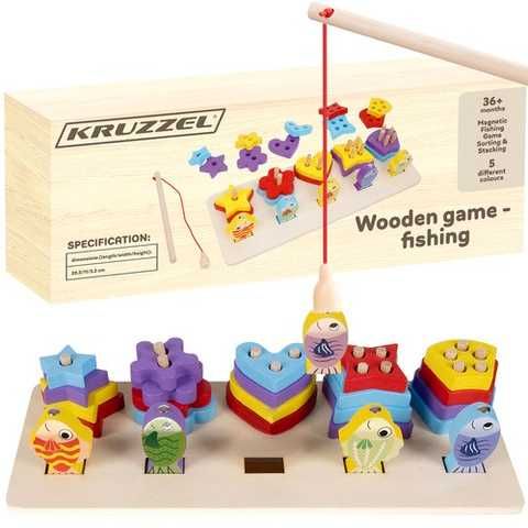 Для детей деревянный сортировщик - рыболовный Kruzzel,игра рыбалка