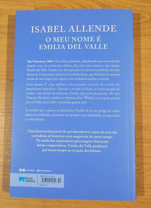 Livro 'O meu nome é Emília Del Valle' de Isabel Allende
