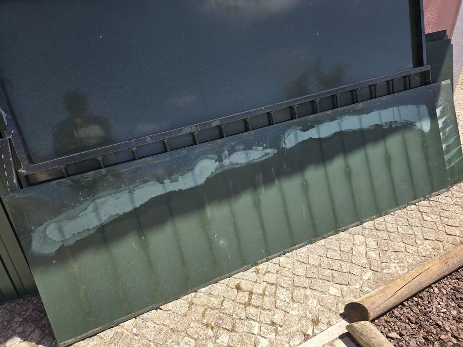 gradeamento em ferro trabalhado, com acabamento lacado em verde (5 peças)