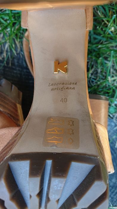 Kazar brązowe skórzane platformy sandały sandałki szpilki. Venezia.