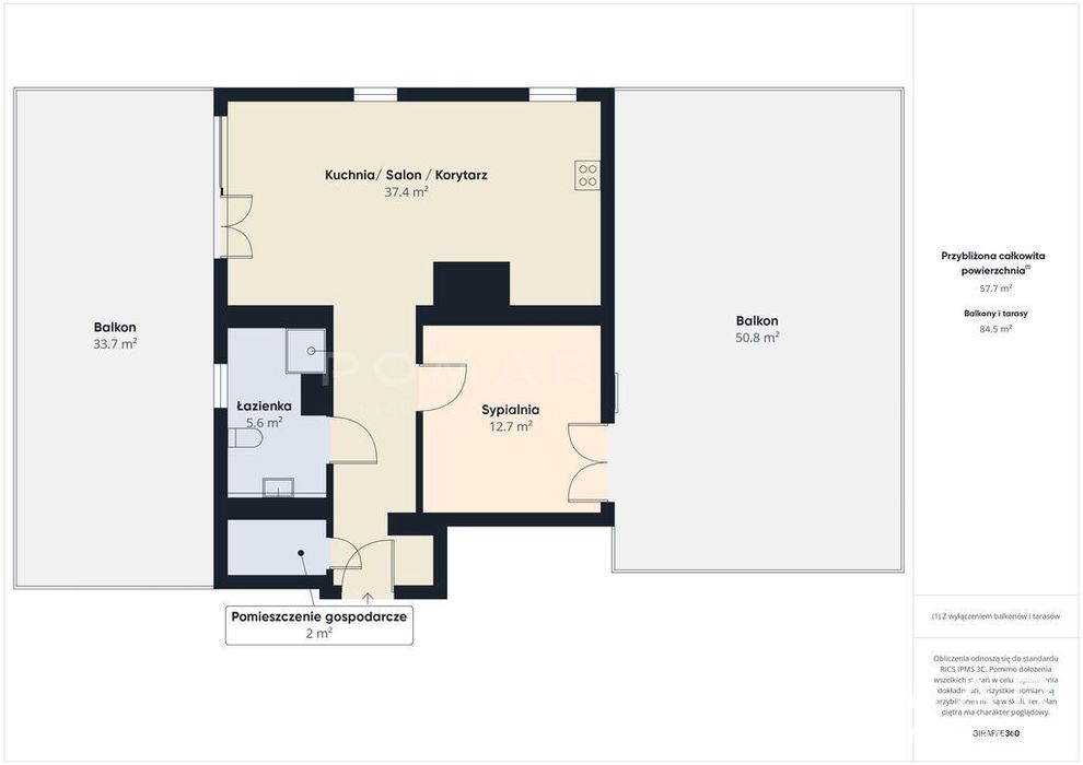 Dwa prywatne tarasy 84 m² | ostatnie piętro