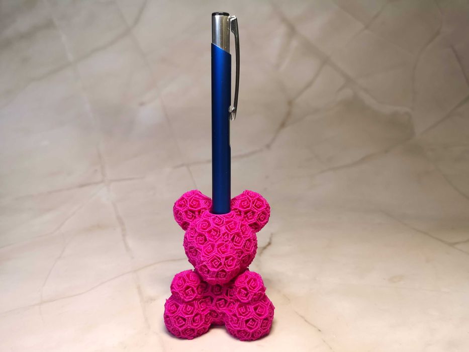 Miś z róż 3D – dekoracja / podstawka pod długopis - 5,5 cm