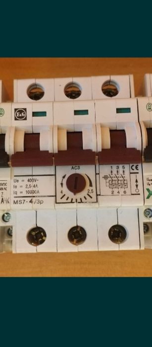 3 wyłączniki nadpradowe - F&G - MS 7/4 -2,5-4A i B-16 -F