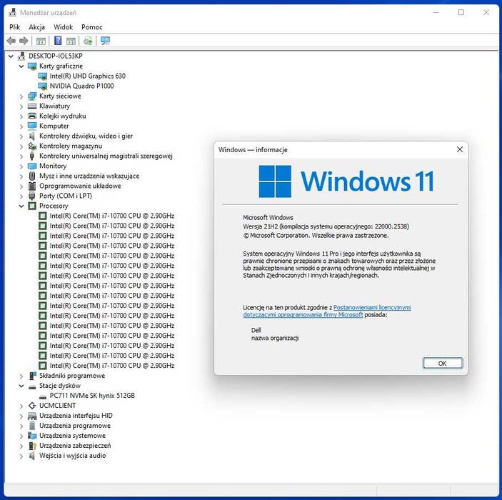 Dell Precision 3240 Intel i7-10700 Nvidia Quadro P1000 16GB RAM 500 GB