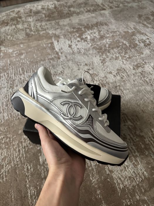 Chanel runner, кросівки шанель в сітку білі