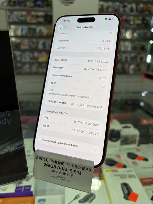 APPLE iPhone 17 Pro Max 256GB  BEZ RAT! Gwarancja