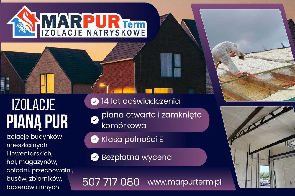 Ocieplenia Pianą Pur , Izolacje natryskowe