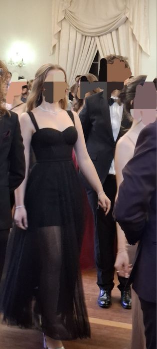 Czarna sukienka rozm. M tiul gorset balowa elegancka 18 studniówka