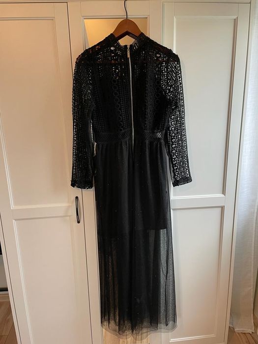 Sukienka czarna koronka i tiul, bal, sylwester, studniówka