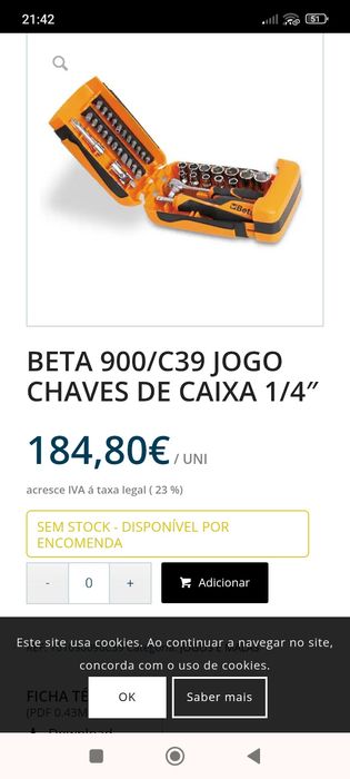 Jogos roquete 1/4.BETA.FACOM.GEDORE.BAHCO.