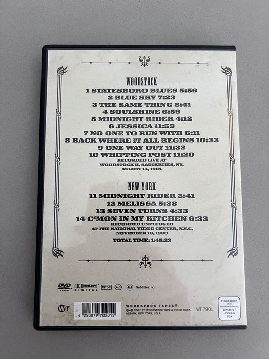 The Allman Brothers Band Woodstock And New York 1990/1994 DVD