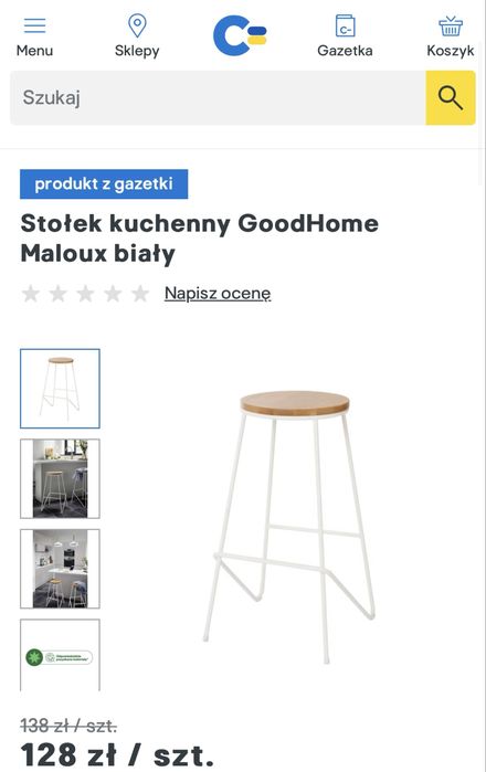 Stołek barowy biały castorama x4