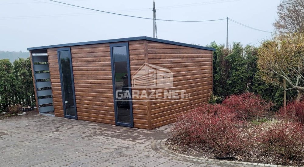 SCHOWEK DOMEK OGRODOWY 4,5X2,5 m + Wiata 1,5X2,5 Drzwi 2X Okno GB414