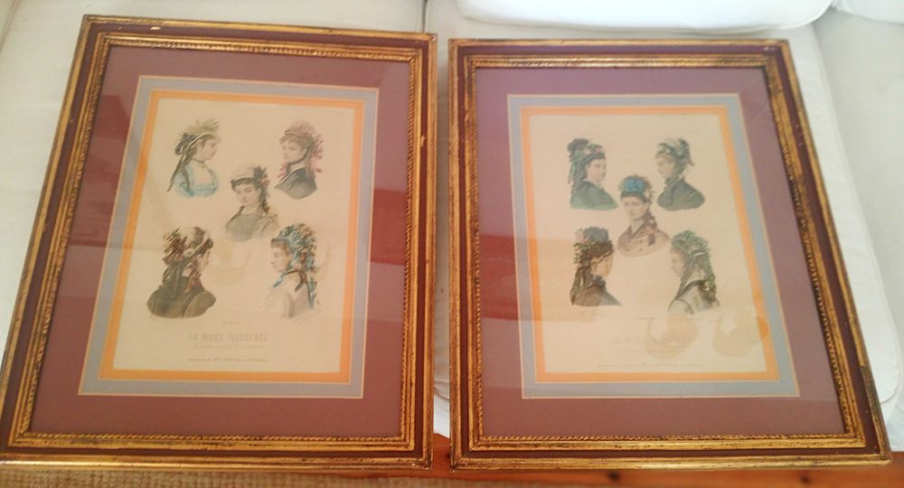 Par de Gravuras Francesas La Mode Illustrèe Moda 1800s