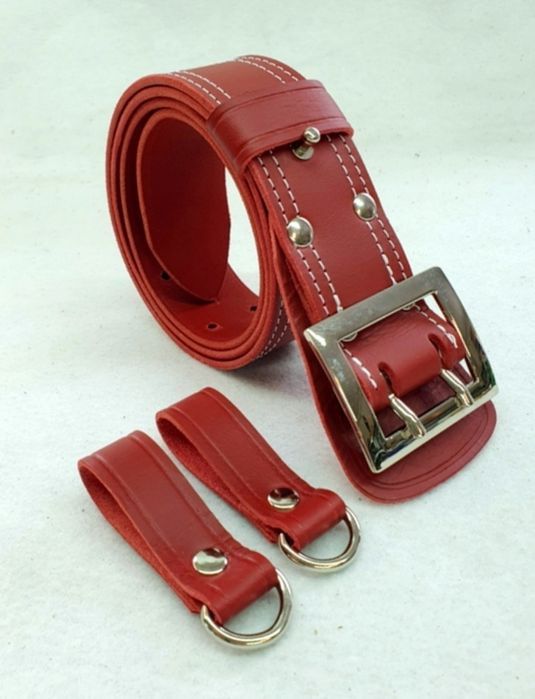 Czerwony pas pasek oficerski skóra 135 cm