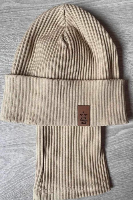 Czapka komplet chlopieca prazkowana