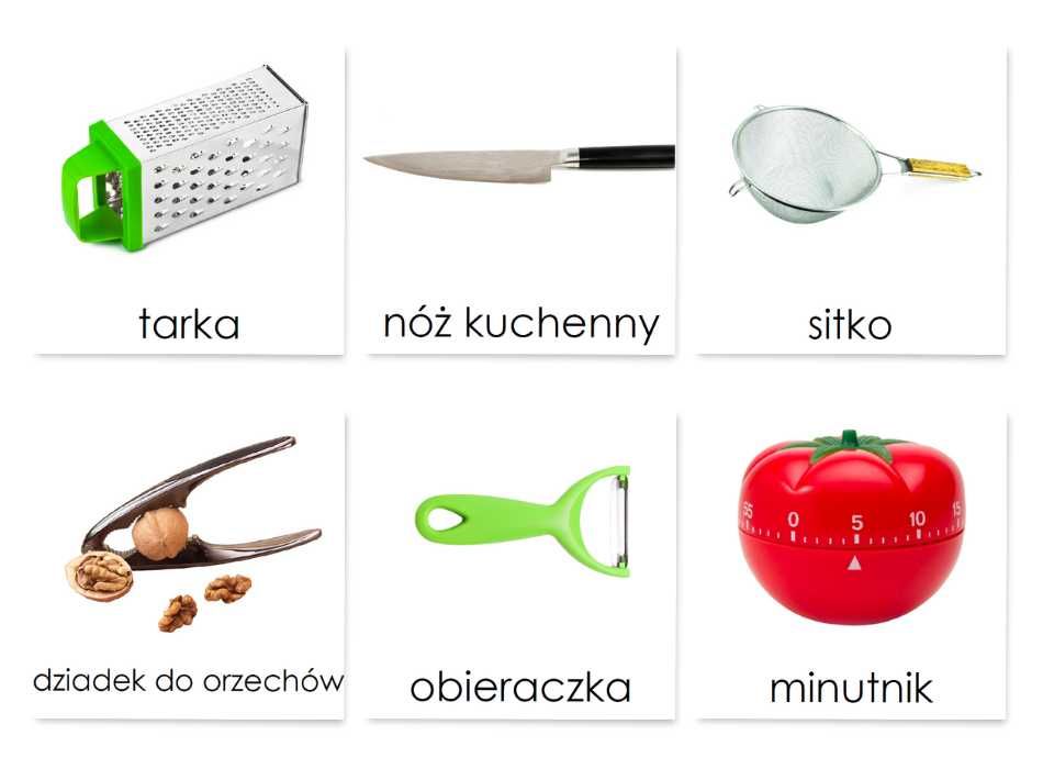 KARTY TRÓJDZIELNE - Akcesoria kuchenne MONTESSORI 34 karty