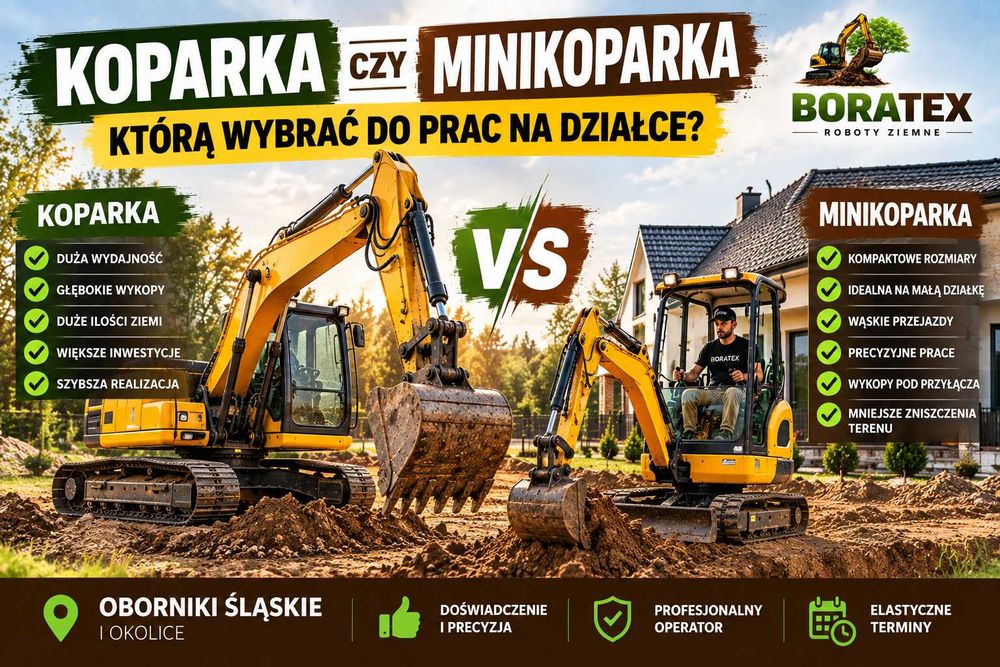 Usługi Koparką i Minikoparką Oborniki Śląskie i okolice. Odwodnienie Działki. Drenaż. Usługi Ziemne