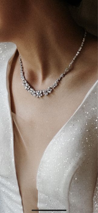 Biżuteria ślubna zestaw kolczyki + łańcuszek