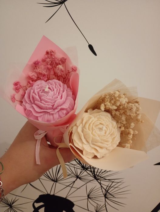 Mini bukiet z jedną świeca - podziękowanie