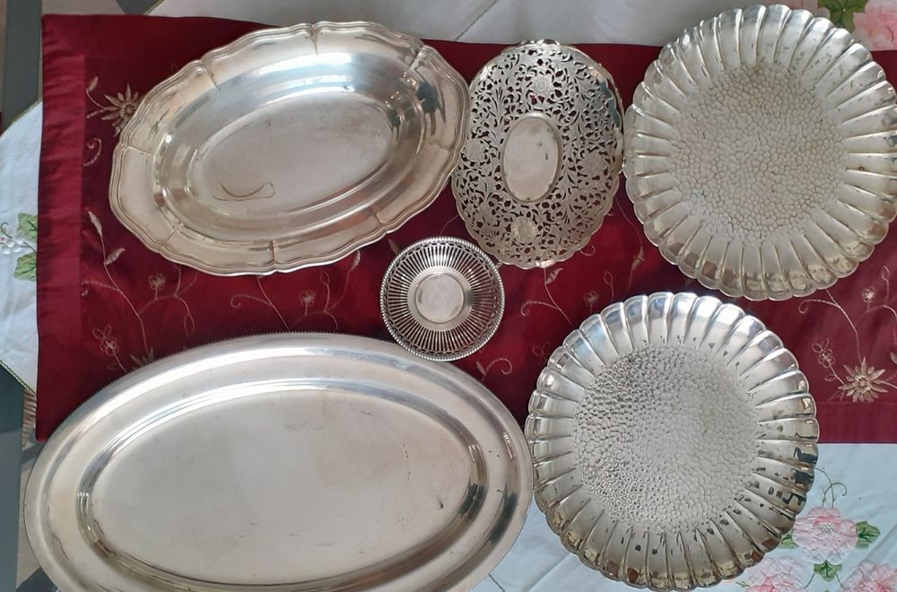 Travessas banhada em prata superior