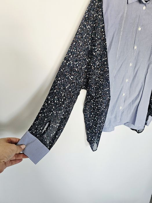 Niebieska koszula w paski kwiaty oversize Zara L 40