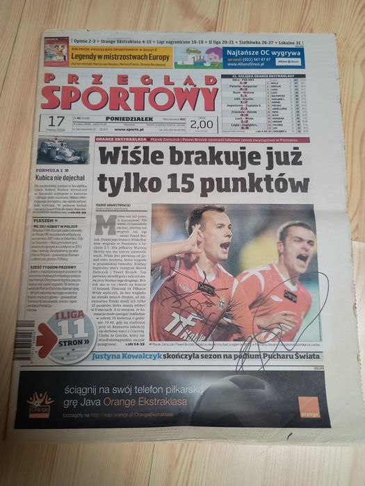 Przegląd Sportowy 2008 Wisła Kraków autografy