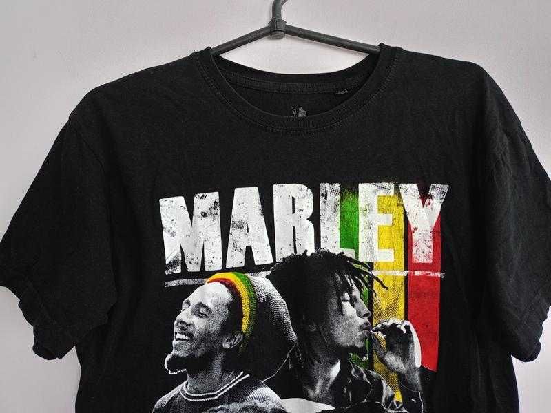 Чорна мерч-футболка Bob Marley від Zion Rootswear (made in Italy)