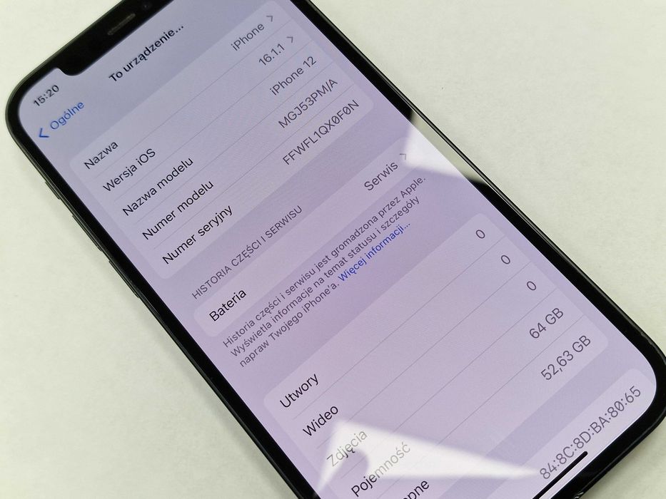 Iphone 12 64GB/ Black/ Bat 79%/ Grade C / Gwarancja + ładowarka